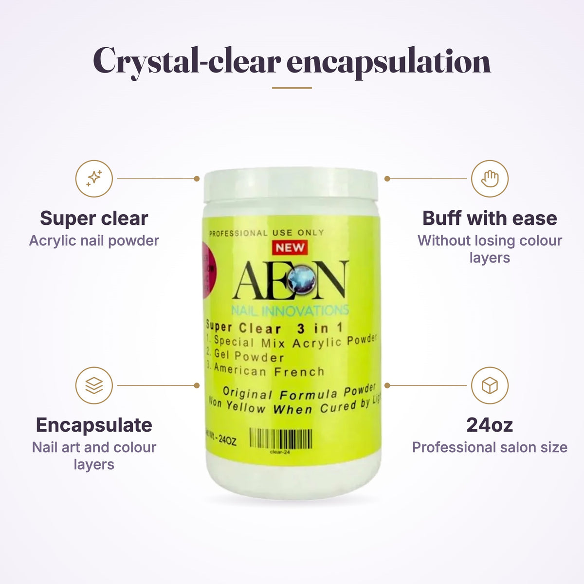 AEON Super Clear Acrylic Nail Powder 24oz