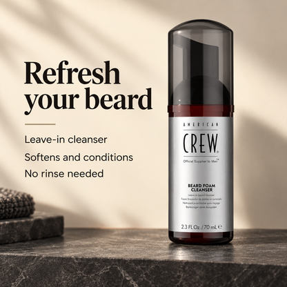 American Crew Beard Foam Cleanser 70ml benefits: Leave-in cleanser, Softens and conditions, No rinse needed