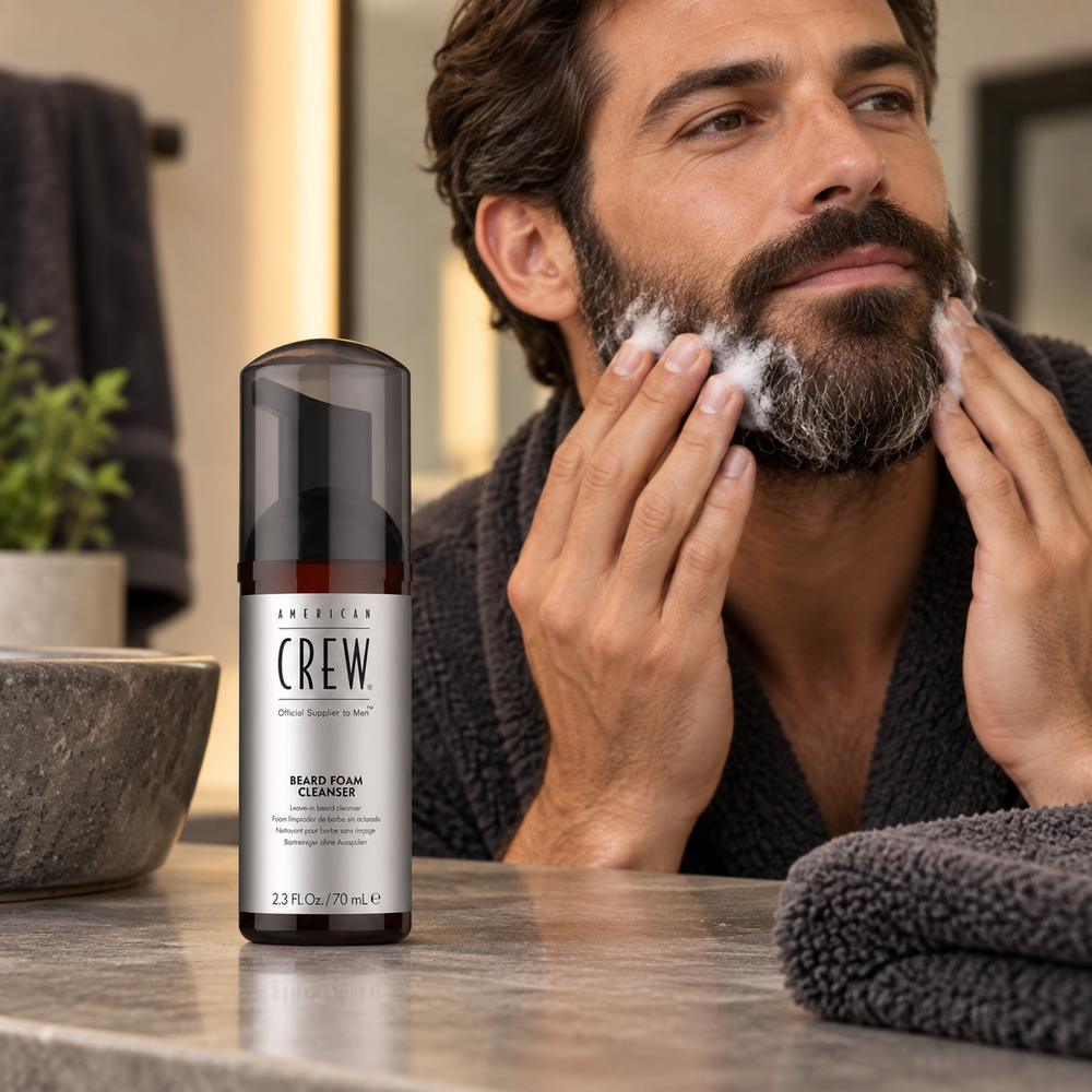 AI-generated salon illustration of American Crew Beard Foam Cleanser 70ml
