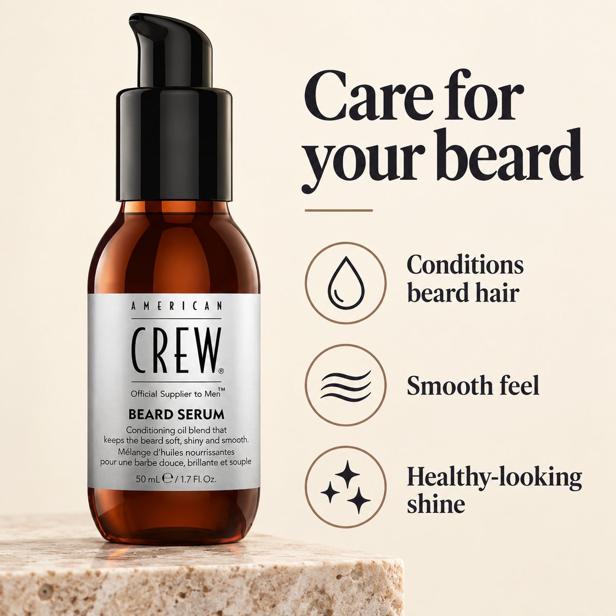 American Crew Beard Serum 50ml benefits graphic