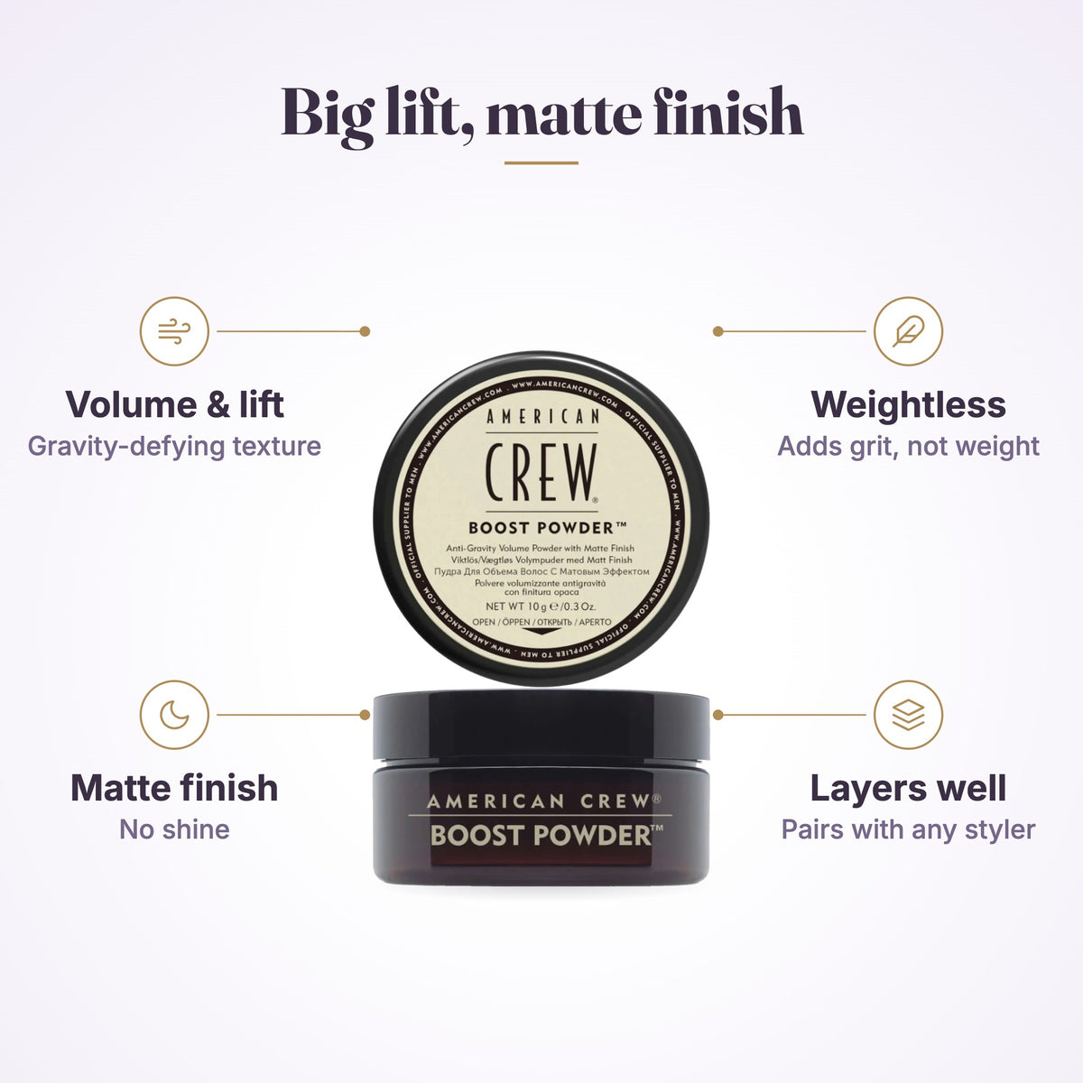 Man styling his hair after applying American Crew Boost Powder