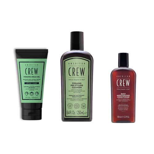 American Crew Curl Definition & Moisture Trio fixed bundle on a white background