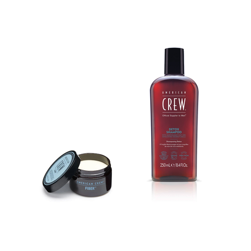 American Crew Fiber + Detox Shampoo Duo fixed bundle on a white background
