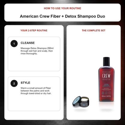 American Crew Fiber + Detox Shampoo Duo routine: Cleanse, Style