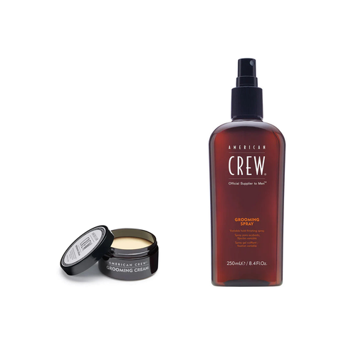 American Crew Grooming Cream + Grooming Spray Duo fixed bundle on a white background