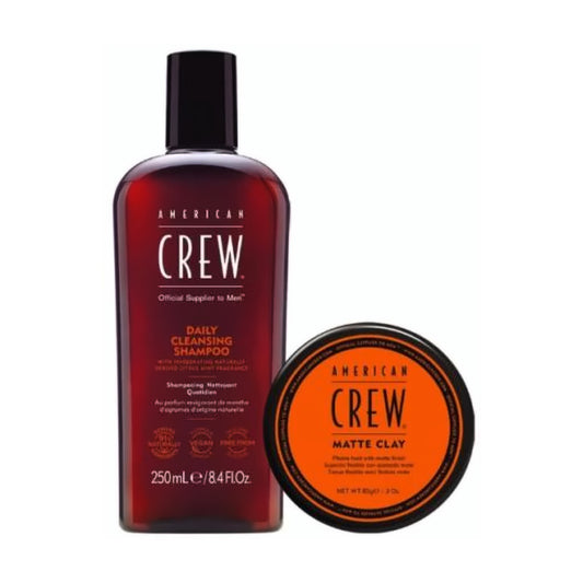 American Crew Matte Clay 85g and Daily Cleansing Shampoo 250ml duo