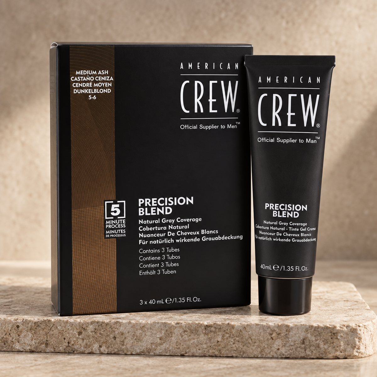 American Crew Precision Blend Medium Ash 3x40ml studio photograph