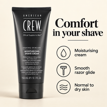 American Crew SSC Moist Shaving Cream 150ml benefits graphic