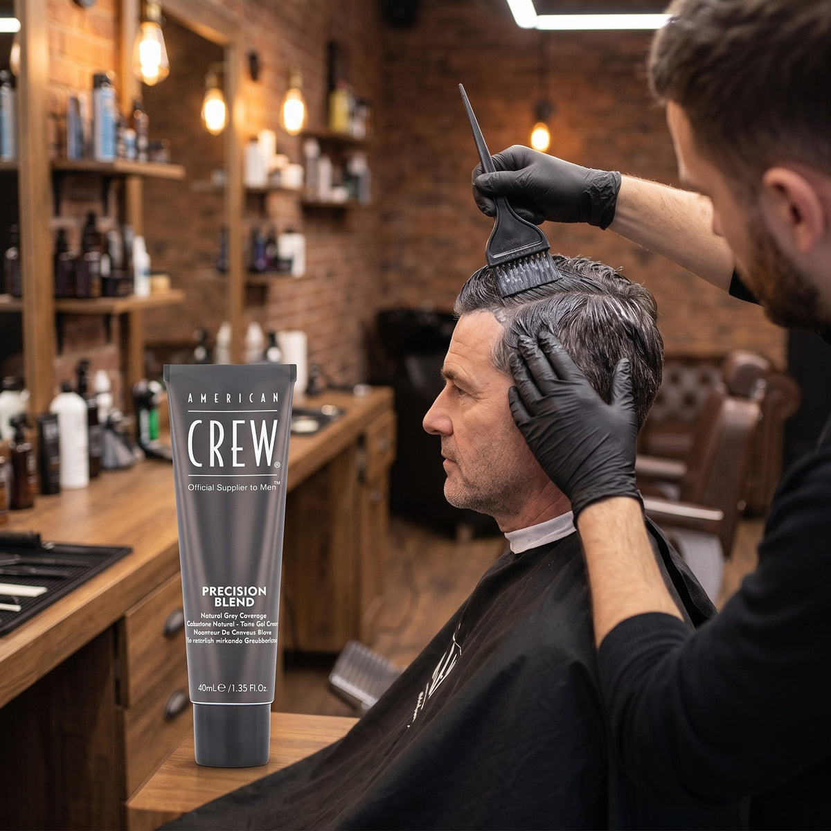 American Crew Precision Blend Dark 3x40ml in use