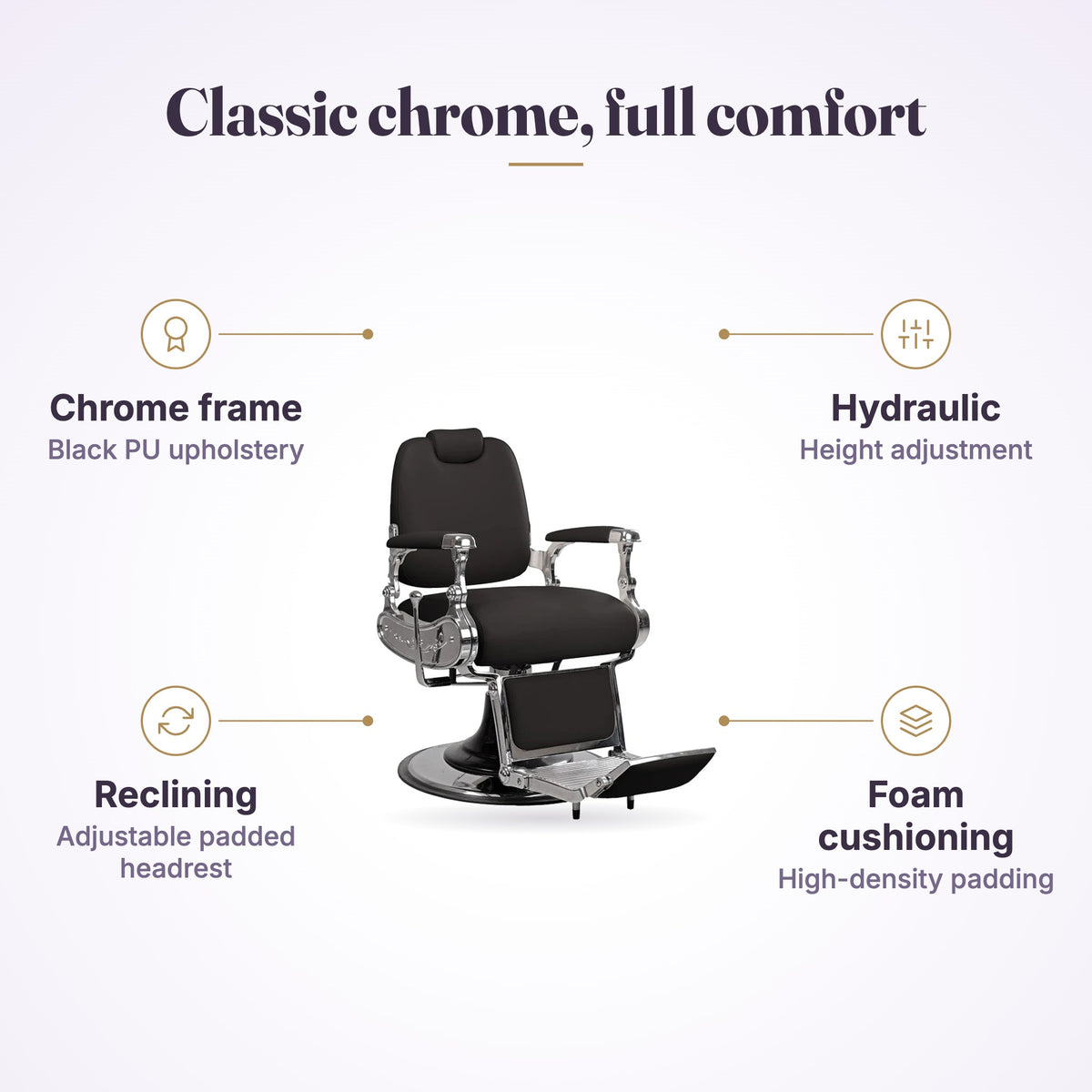 Armin Barber Chair Chrome 8801, view 4