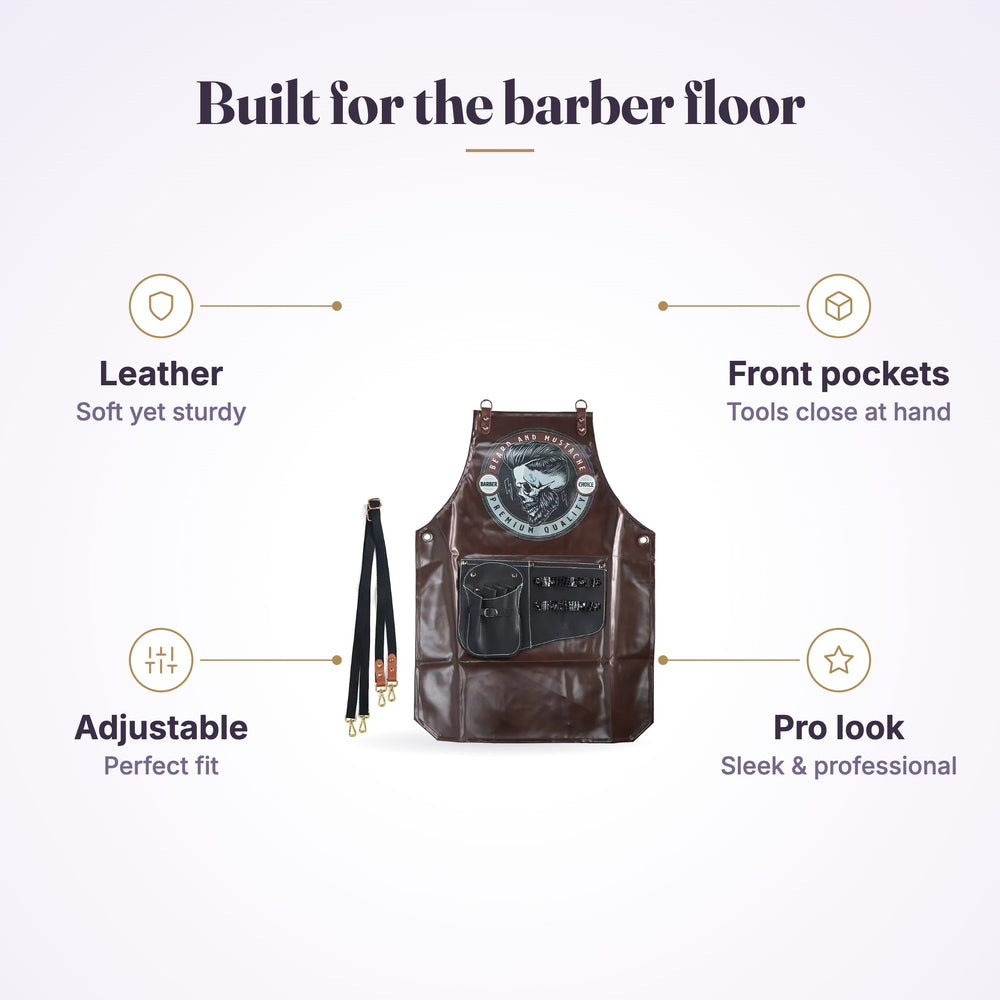 Barber leather apron "Built for the barber floor" graphic