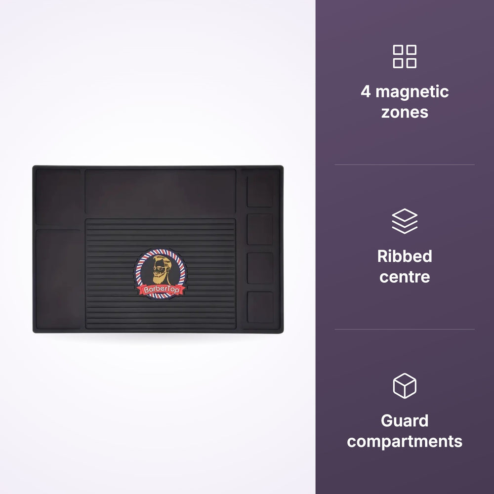 BarberTop 4-Slot Magnetic Barber Mat Black