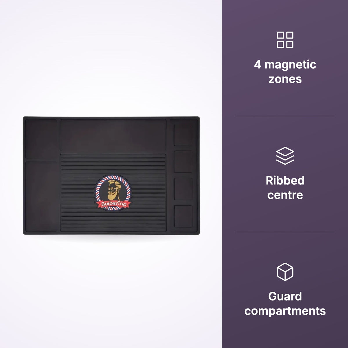 BarberTop 4-Slot Magnetic Barber Mat Black