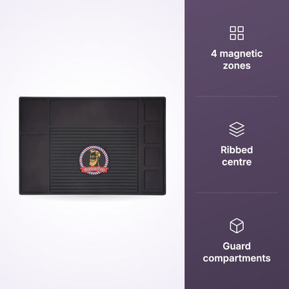 BarberTop 4-Slot Magnetic Barber Mat Black