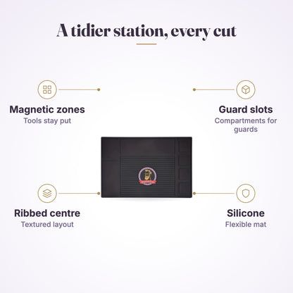 BarberTop 4-Slot Magnetic Barber Mat Black