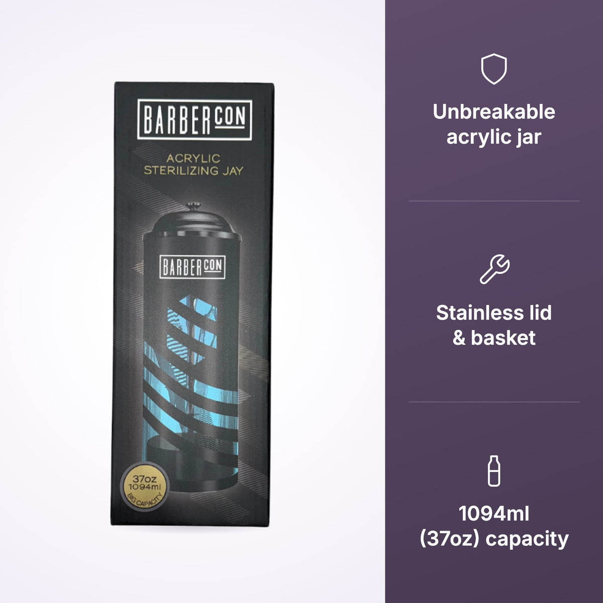 BARBERCON Unbreakable Acrylic Sterilizing Jar - 1094ml (37oz) key benefits