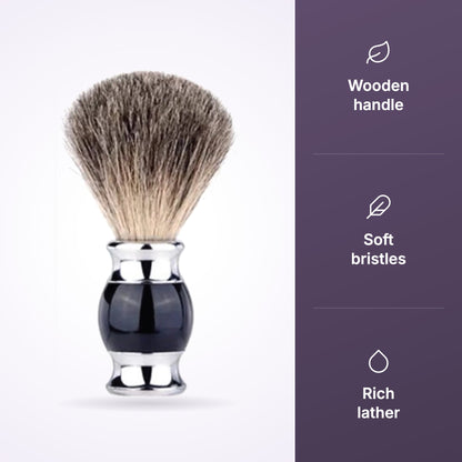 Barbertop Wood Handle Shaving Brush with wooden handle, soft bristles and rich lather icons