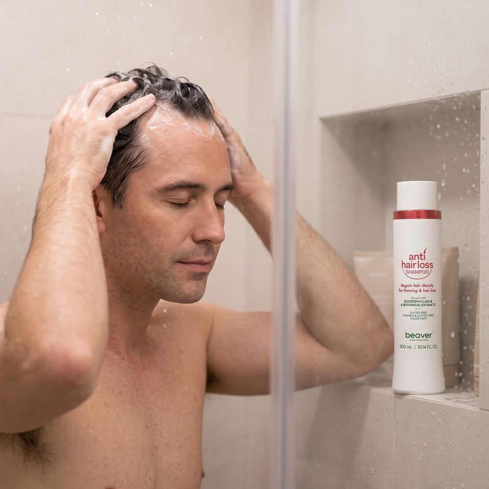 Beaver Anti Hair Loss Shampoo 300ml in use