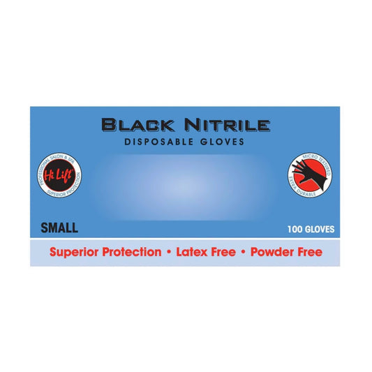 Hi Lift black nitrile disposable gloves, 100-pack box