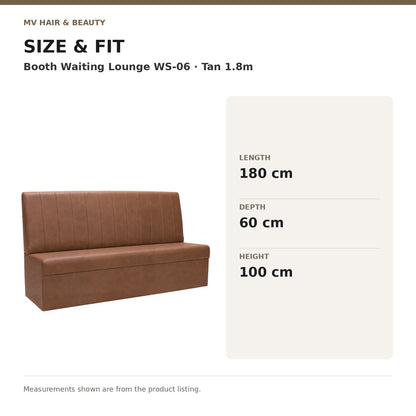 Booth Waiting Lounge WS-06 – Tan 1.8m dimensions: Length: 180 cm; Depth: 60 cm; Height: 100 cm