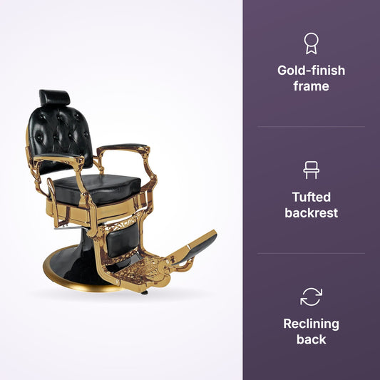 Broad Barber Chair Gold Frame, view 2