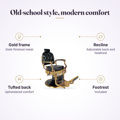 Broad Barber Chair Gold Frame, view 4