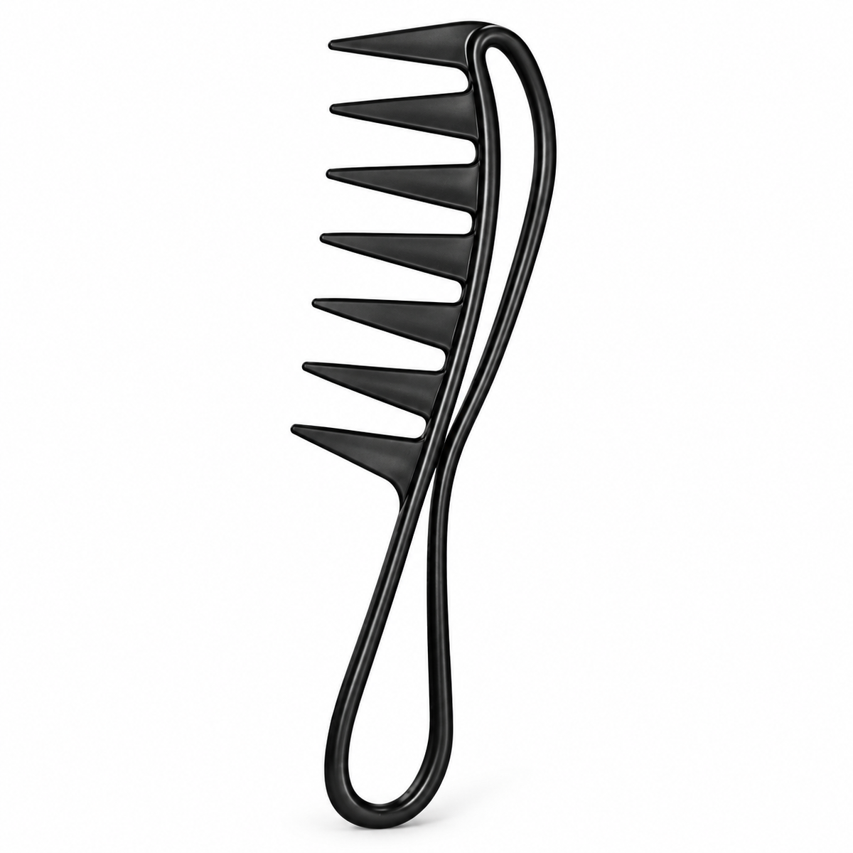 One black MV Carbon Fibre Loop-Handle Styling Comb on white.