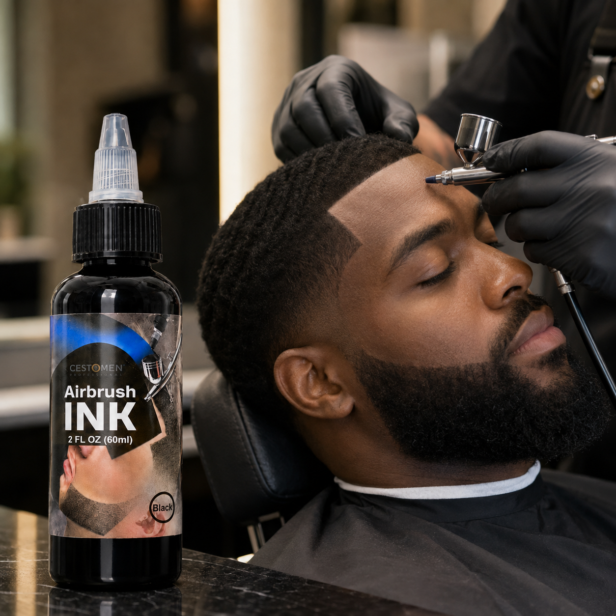 Black Airbrush Ink used for professional hairline enhancement