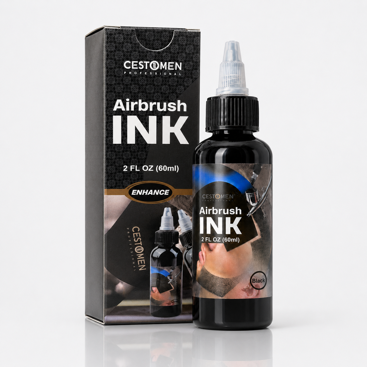 CESTOMEN Black Airbrush Ink 60ml bottle and retail box