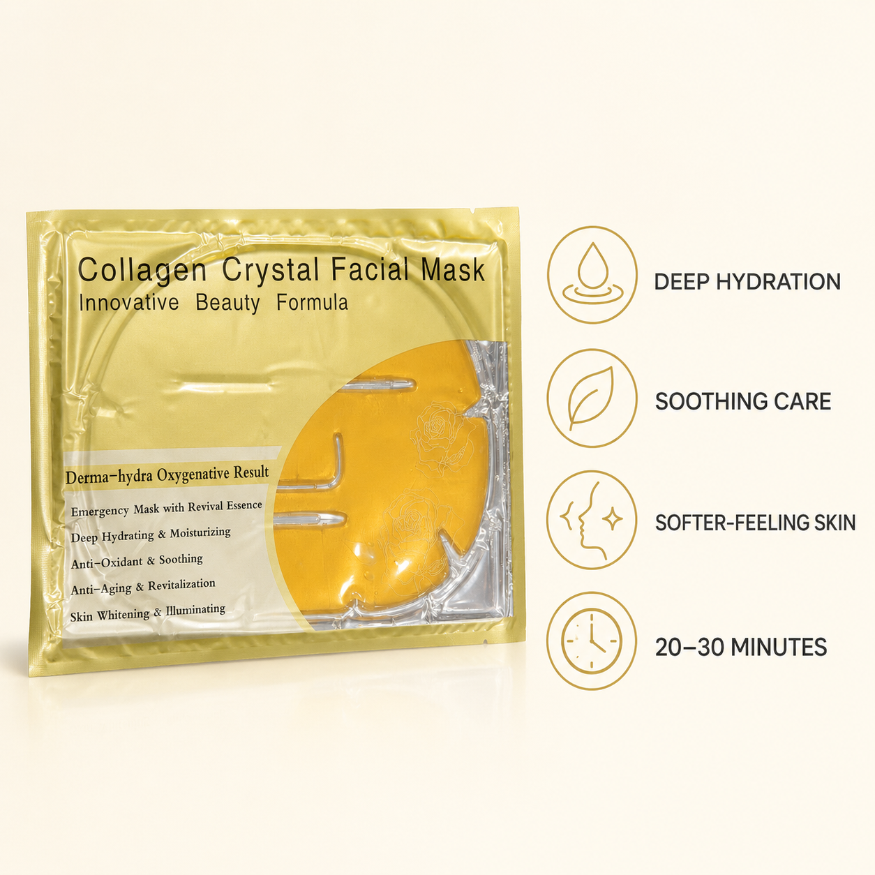 Collagen Crystal Gold Facial Mask hydration and soothing benefits