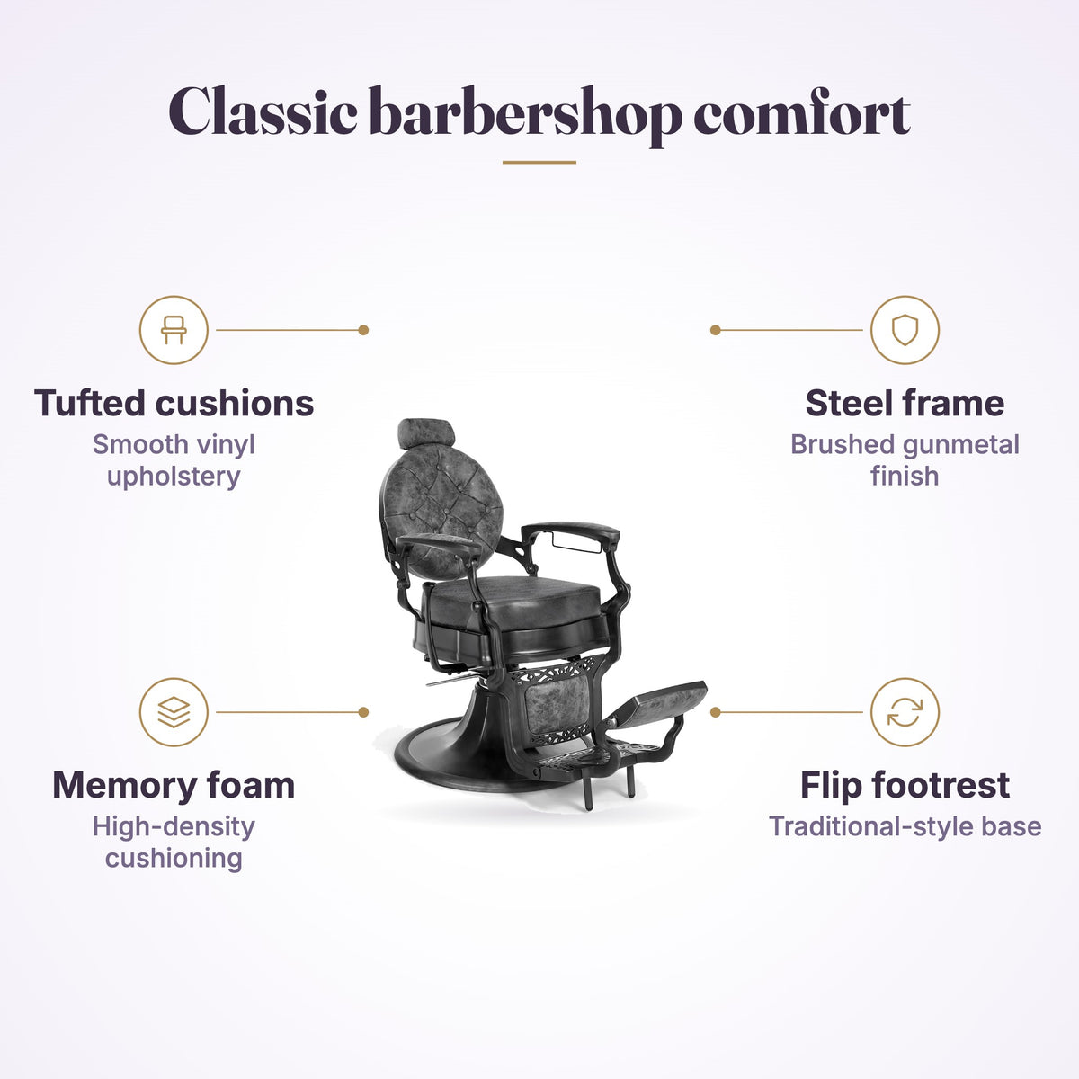 Coppola II Barber Chair Tobacco Black, view 4