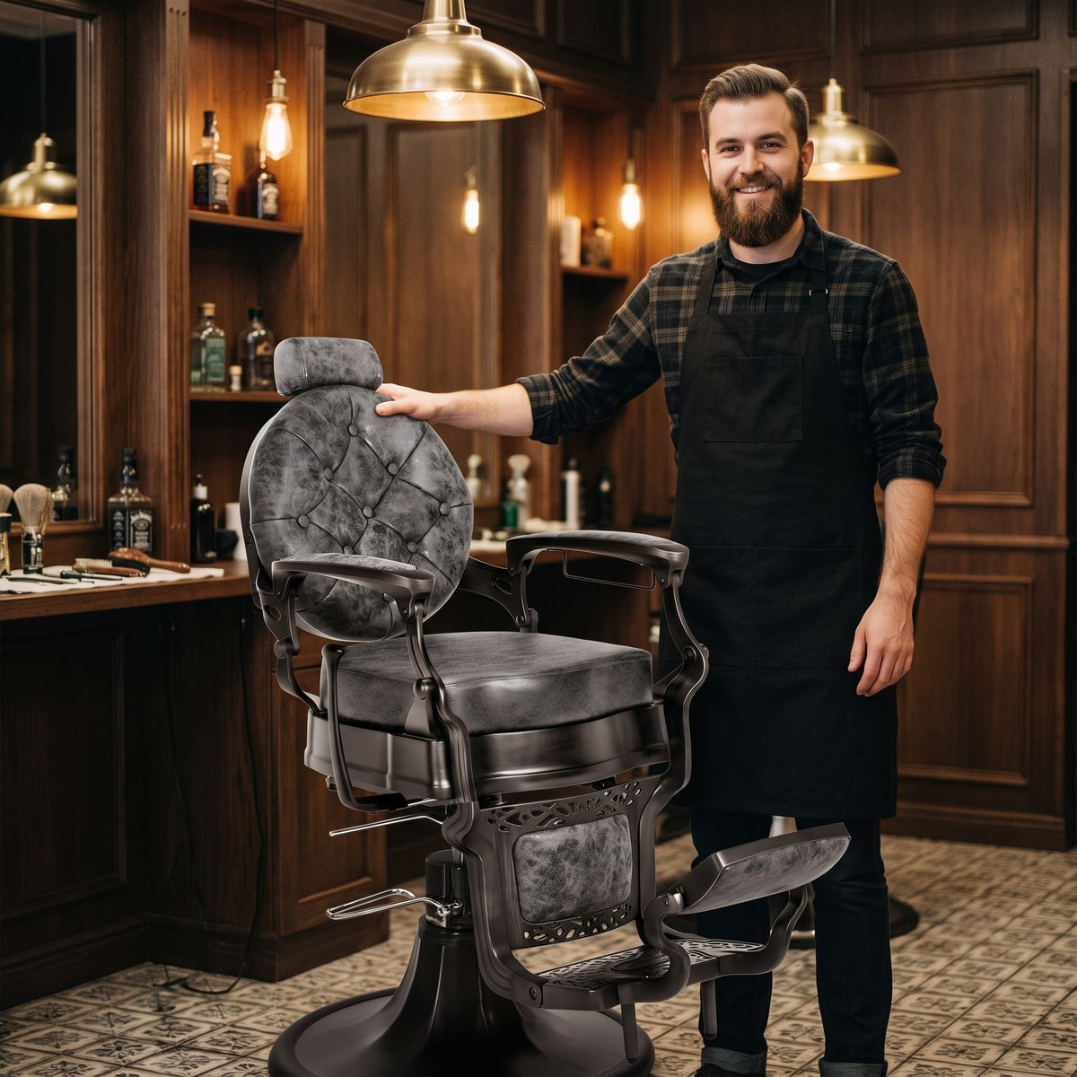 Coppola II Barber Chair Tobacco Black, view 5