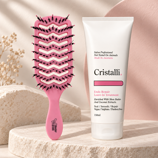 Cristalli Ends Repair and Wonder Detangle Brush — studio product photograph
