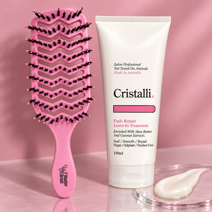Cristalli Ends Repair and Wonder Detangle Brush — product detail and styling