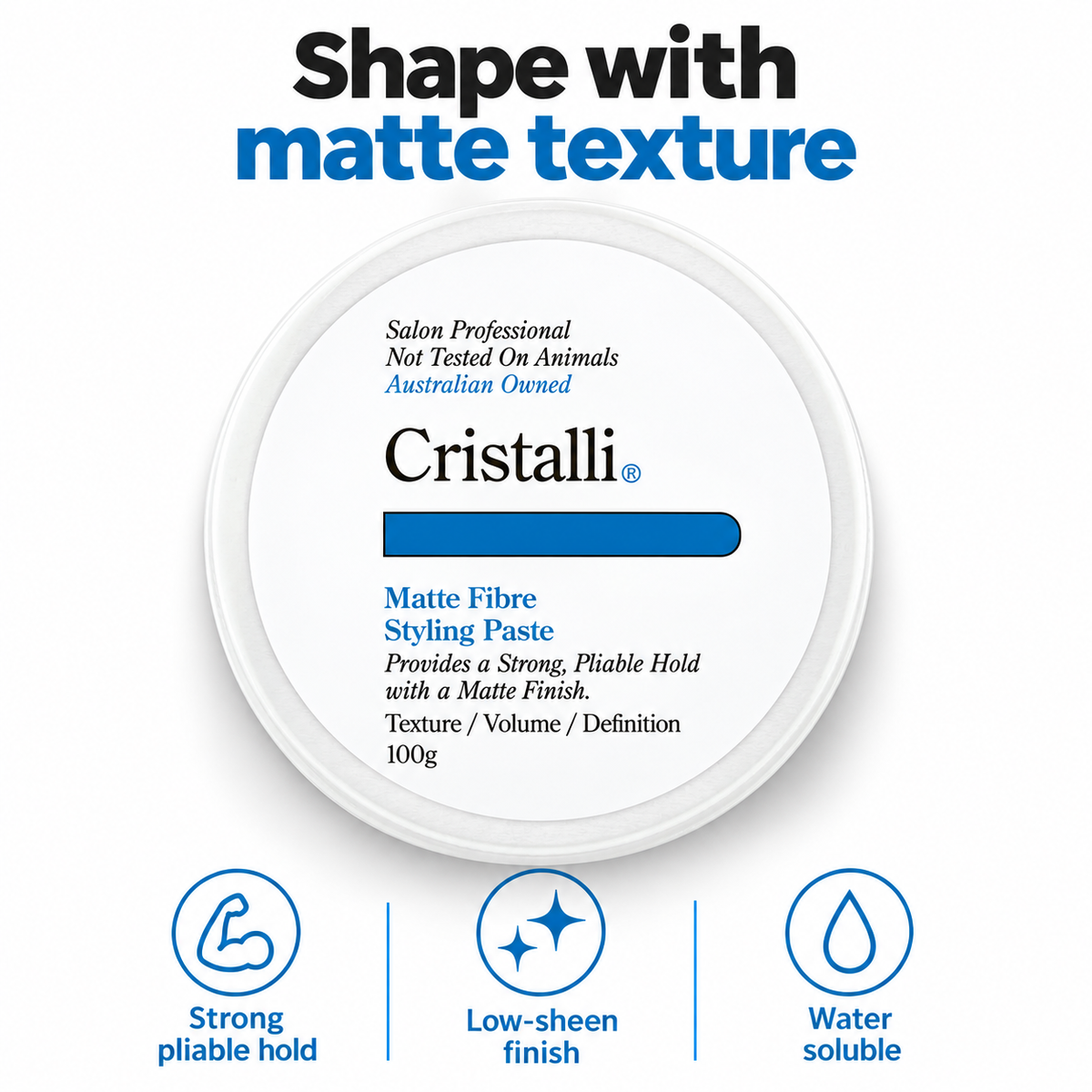 Cristalli Matte Fibre Styling Paste 100g — features and benefits