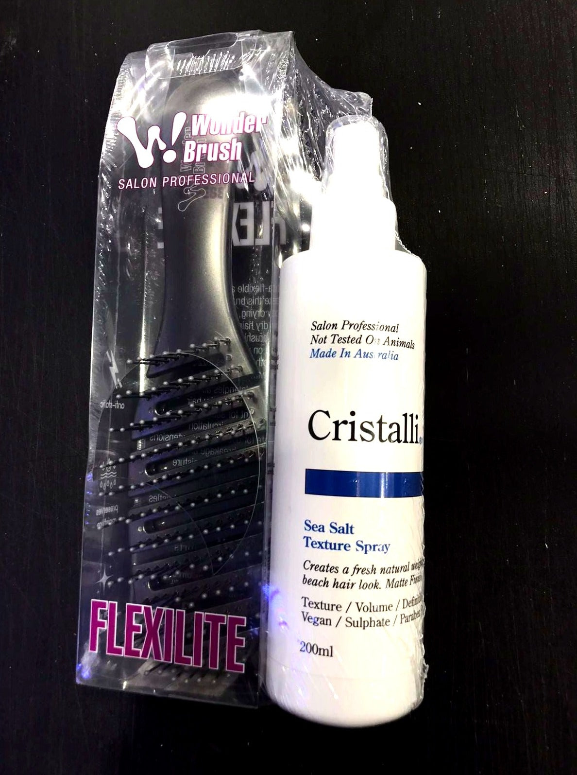 Cristalli Sea Salt Texture Spray 200ml with Bonus Wonder Flexilite Brush - MV hair and beauty
