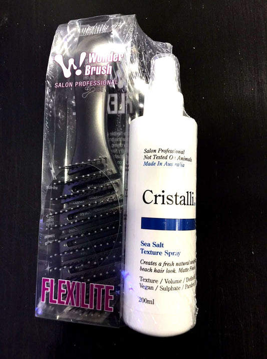 Cristalli Sea Salt Texture Spray 200ml with Bonus Wonder Flexilite Brush - MV hair and beauty