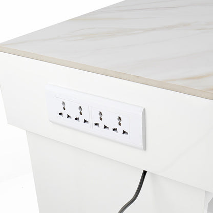 Manicure Vanity Working Desk with Drawers and Power Outlet White/Gold — photo 5