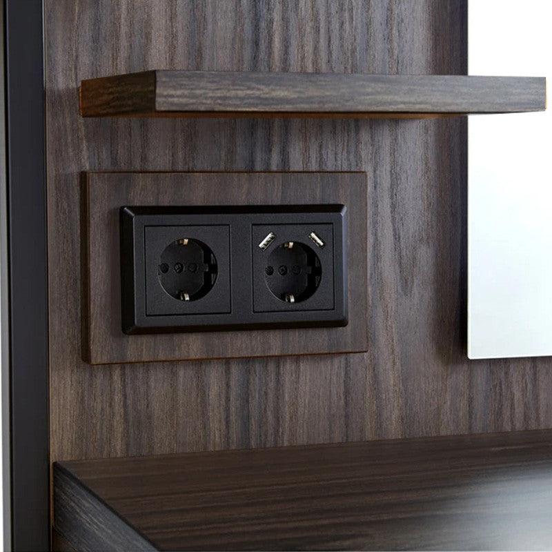 Logan Mirror Styling Station with Power Outlet Dark Brown — photo 2