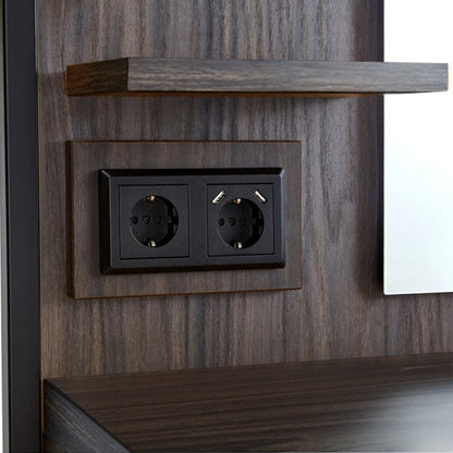 Logan Mirror Styling Station with Power Outlet Dark Brown — photo 2