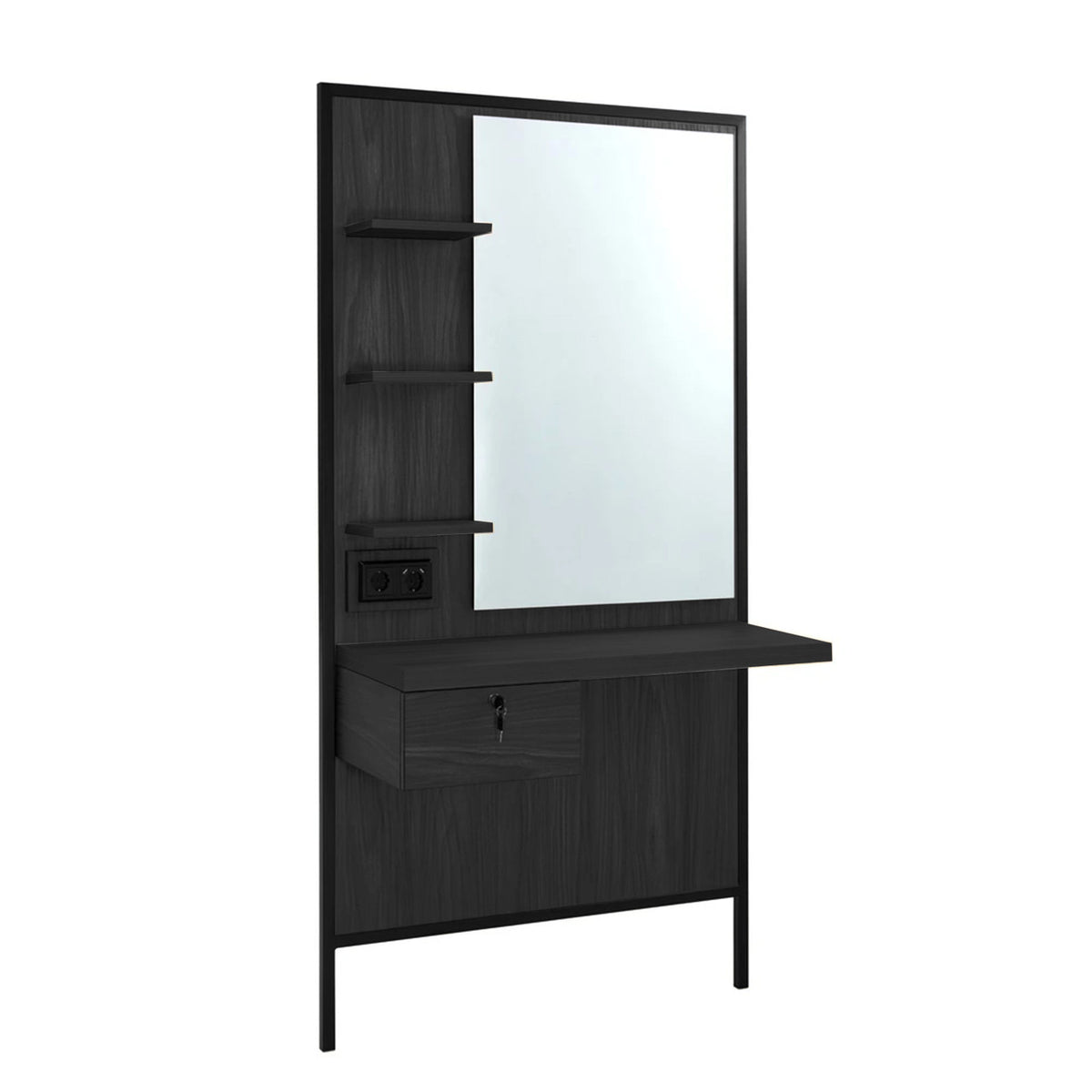 Logan Mirror Styling Station with Power Outlet Black — photo 1