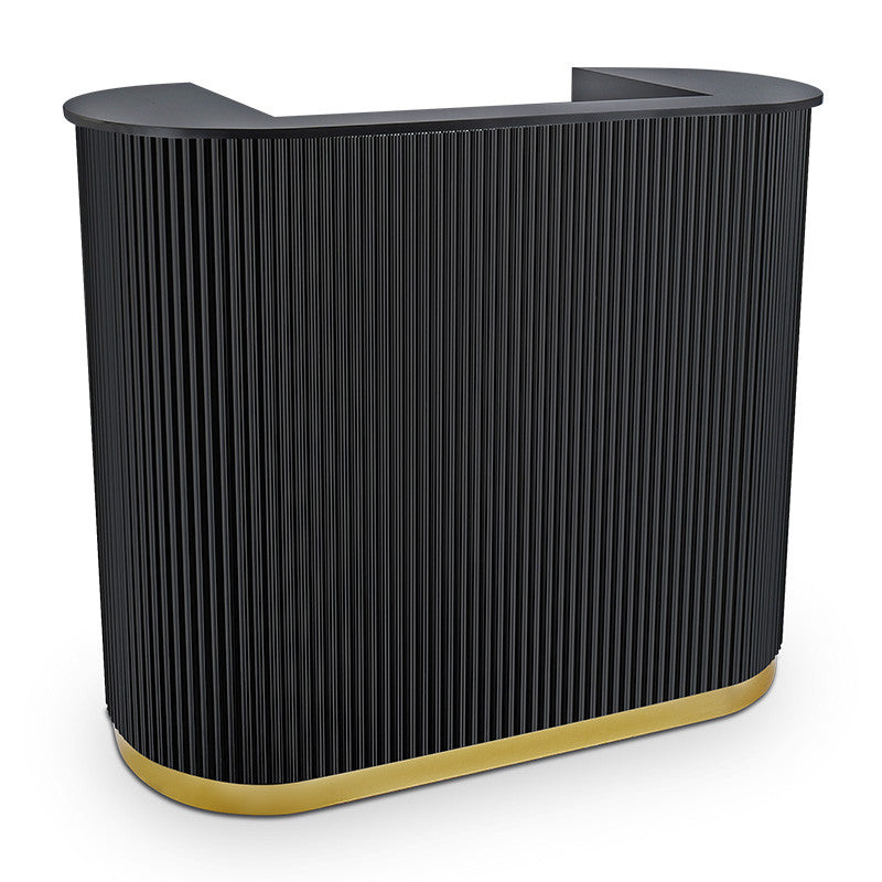Lux Fluted Reception Desk Black with Gold Base -120CM — photo 1
