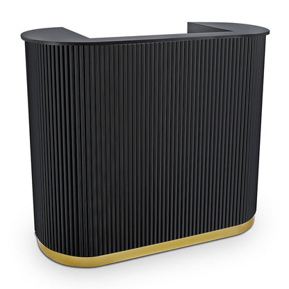 Lux Fluted Reception Desk Black with Gold Base -120CM — photo 1