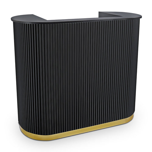 Lux Fluted Reception Desk Black with Gold Base -120CM — photo 1