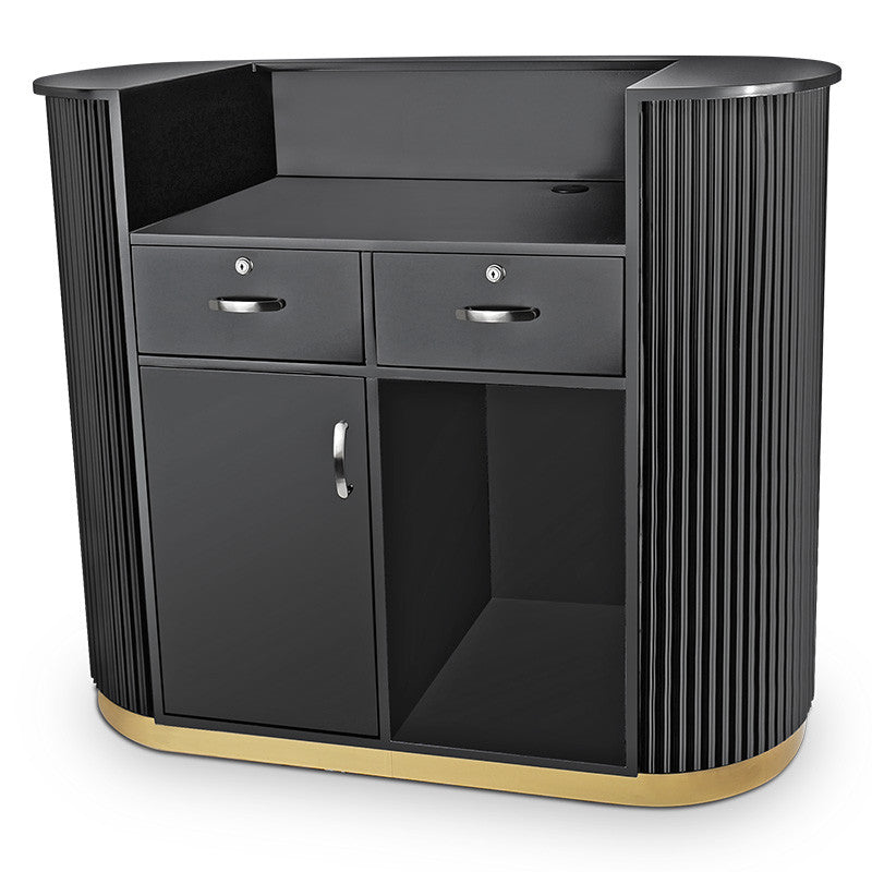 Lux Fluted Reception Desk Black with Gold Base -120CM — photo 4