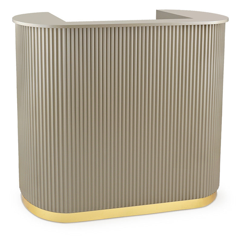 Lux Fluted Reception Desk Latte Color with Gold Base D07 -120CM — photo 1