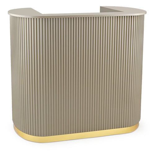 Lux Fluted Reception Desk Latte Color with Gold Base D07 -120CM — photo 1