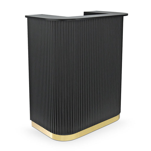 Lux Fluted Reception Desk Black Color with Gold Base D08 - 90CM — photo 1