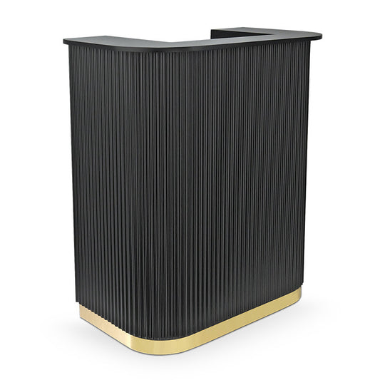 Lux Fluted Reception Desk Black Color with Gold Base D08 - 90CM — photo 1