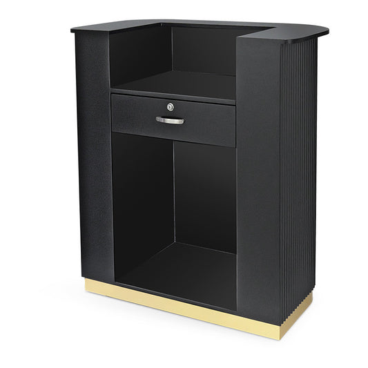 Lux Fluted Reception Desk Black Color with Gold Base D08 - 90CM — photo 2